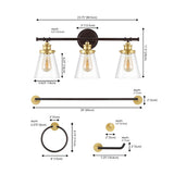 Arlo 23.75" 3-Light Traditional Farmhouse Vanity Light with Bathroom Hardware Accessory Set, (5-Piece) by JONATHAN Y