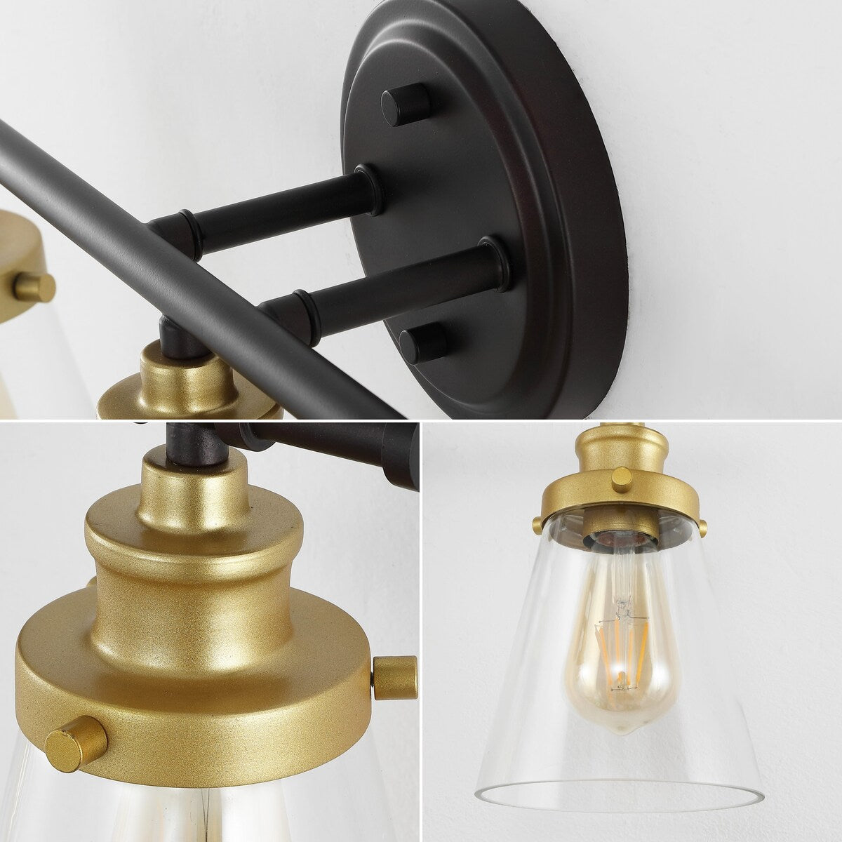 Arlo 23.75" 3-Light Traditional Farmhouse Vanity Light with Bathroom Hardware Accessory Set, (5-Piece) by JONATHAN Y