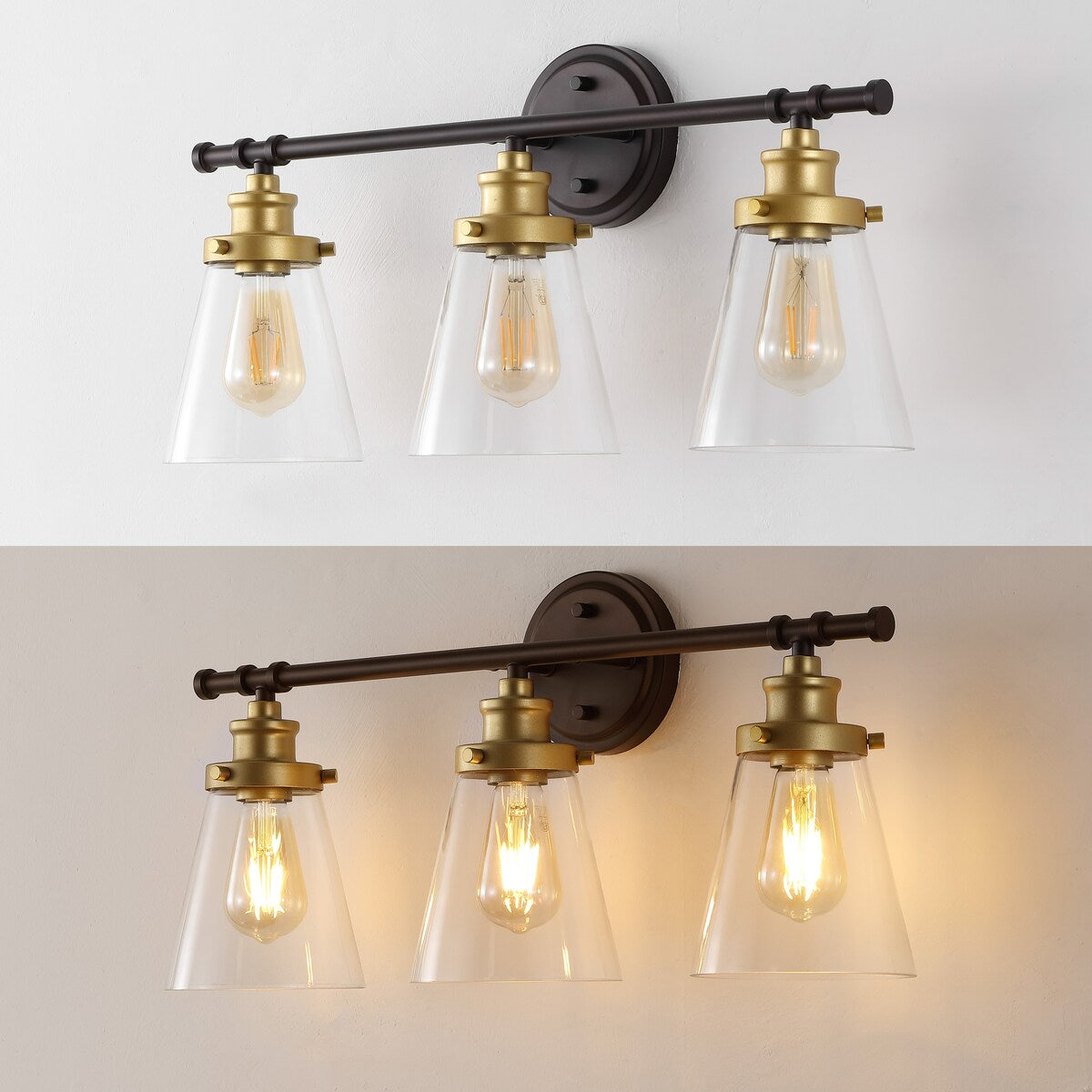 Arlo 23.75" 3-Light Traditional Farmhouse Vanity Light with Bathroom Hardware Accessory Set, (5-Piece) by JONATHAN Y