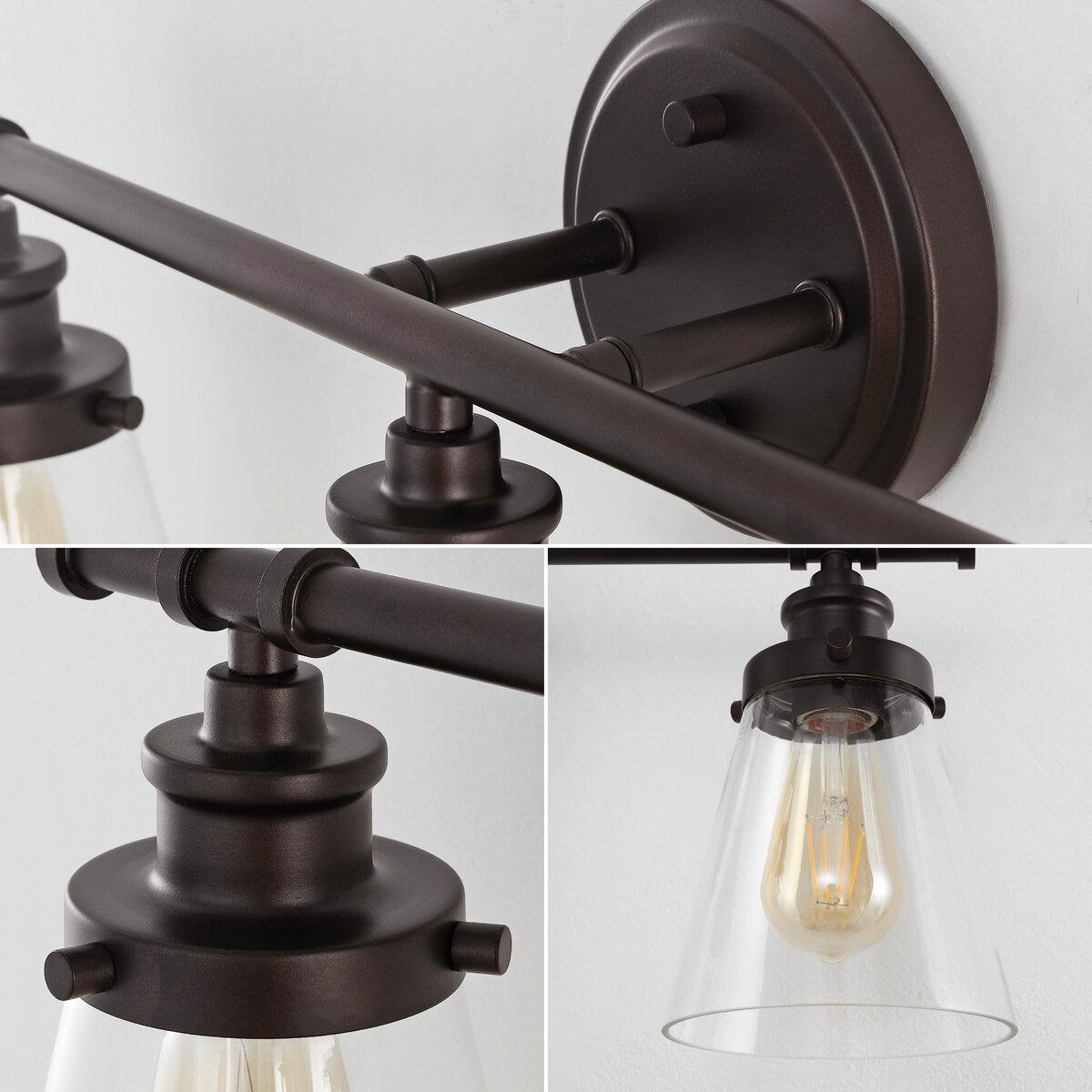 Arlo 23.75" 3-Light Traditional Farmhouse Vanity Light with Bathroom Hardware Accessory Set, (5-Piece) by JONATHAN Y