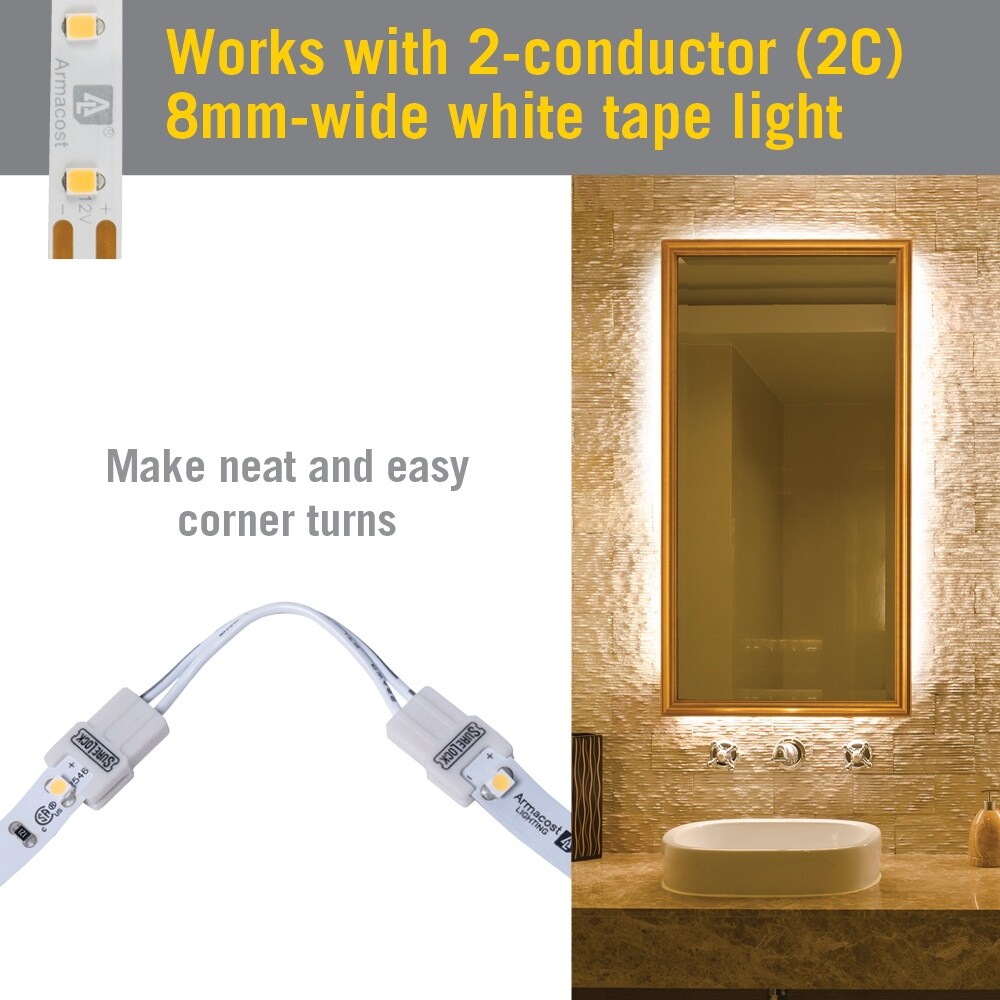 Armacost Lighting SureLock 2 Pin LED Strip Light Corner Connector, 18 Pack - 18 Pack