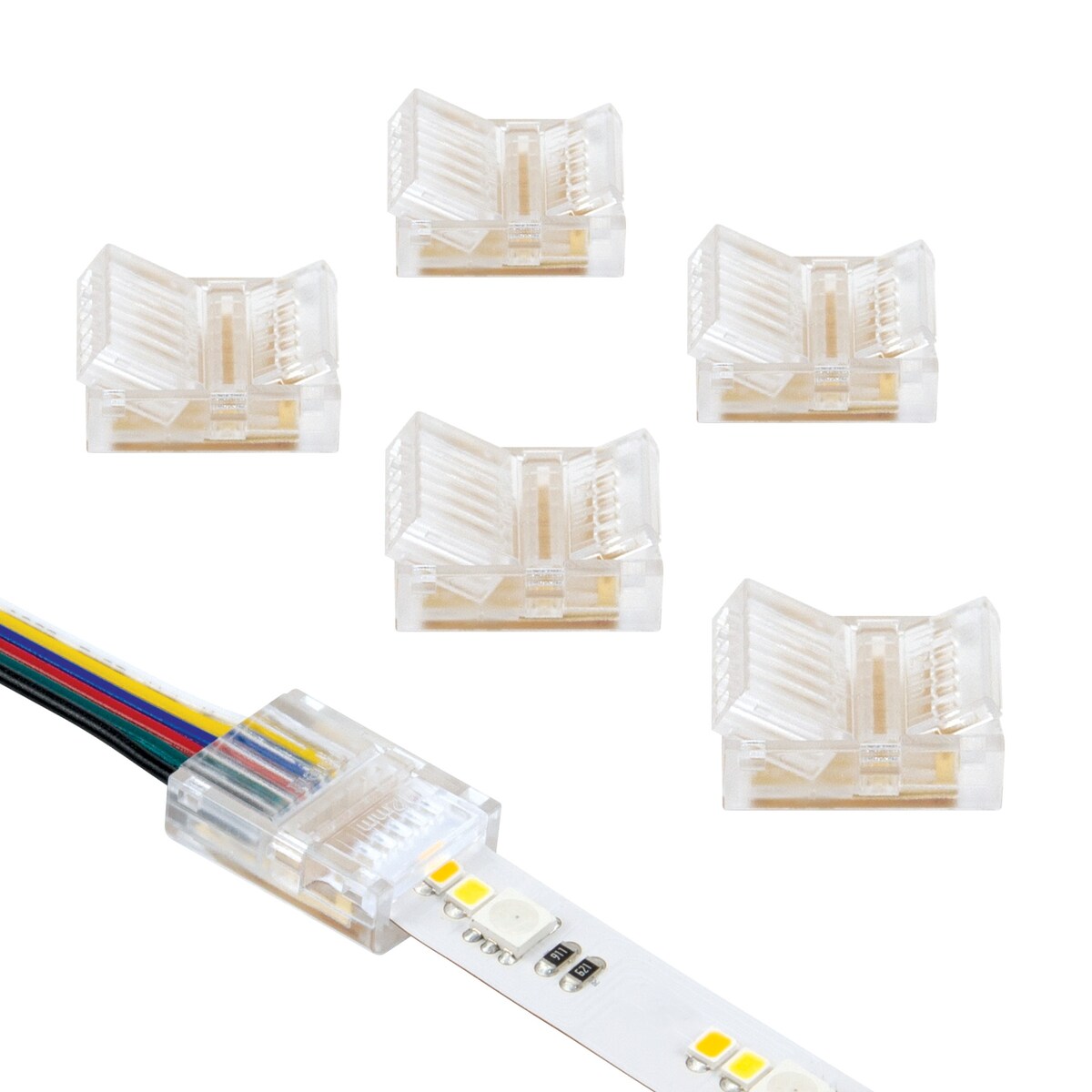 Armacost Lighting SureLock Pro 6 Pin RGBWW LED Strip Light Tape to Wire Connector - 6 Pack