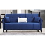 Armandale Blue Velvet Upholstered Convertible Sleeper Sofa with Storage