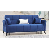 Armandale Blue Velvet Upholstered Convertible Sleeper Sofa with Storage
