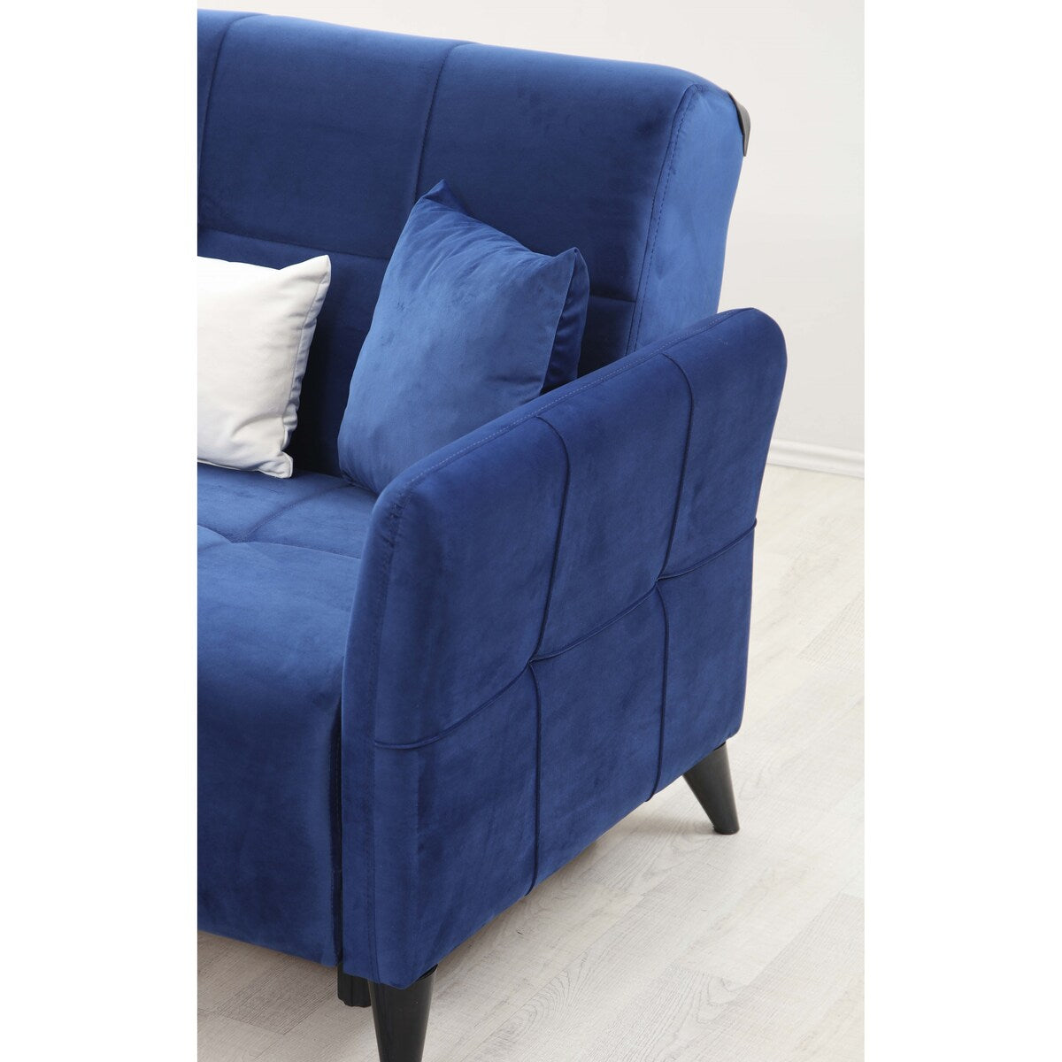 Armandale Blue Velvet Upholstered Convertible Sleeper Sofa with Storage