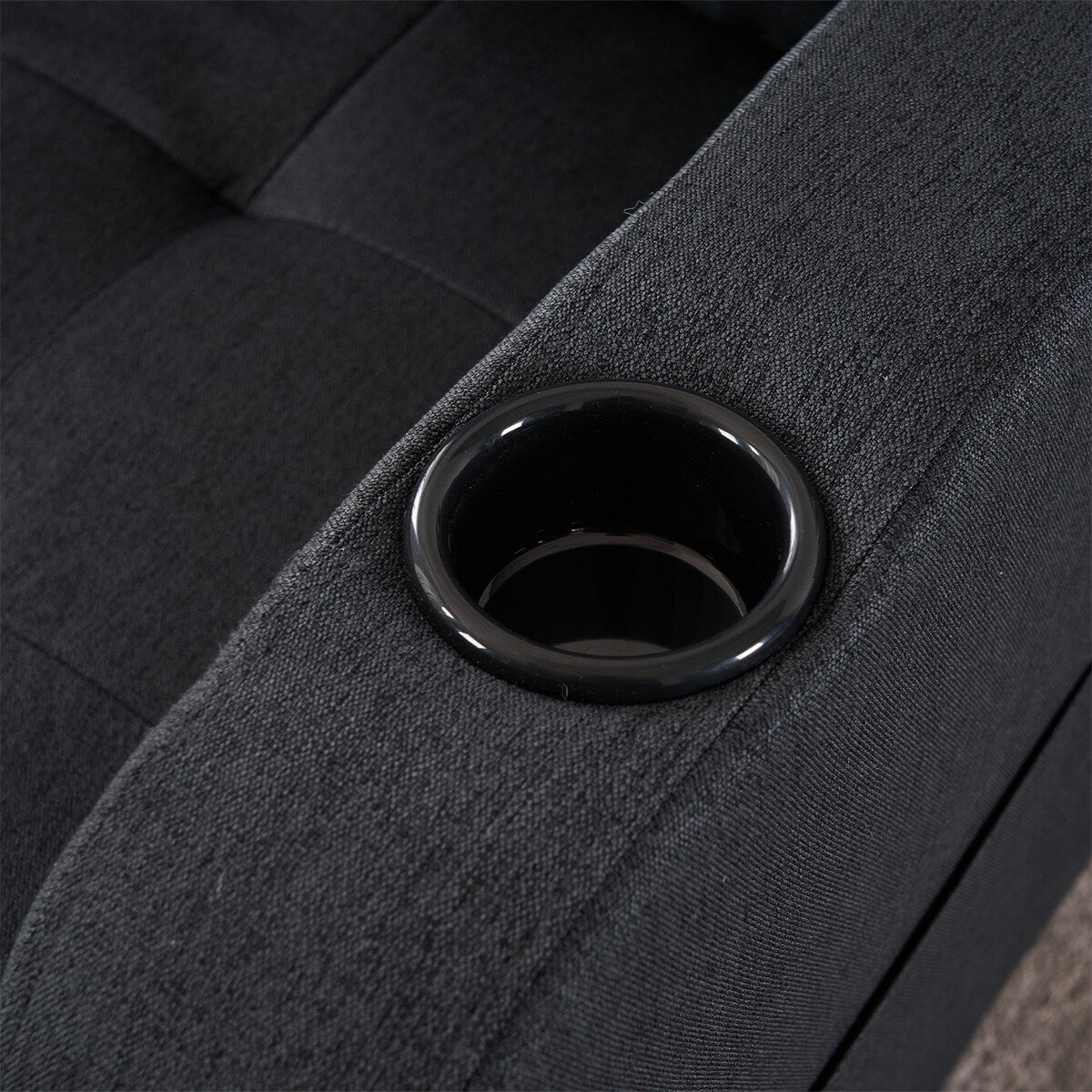 Armchair and Storage Ottoman Set with Cup Holders and Tufted Detailing