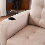Armchair and Storage Ottoman Set with Cup Holders and Tufted Detailing