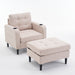 Armchair and Storage Ottoman Set with Cup Holders and Tufted Detailing