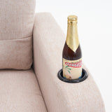 Armchair and Storage Ottoman Set with Cup Holders and Tufted Detailing