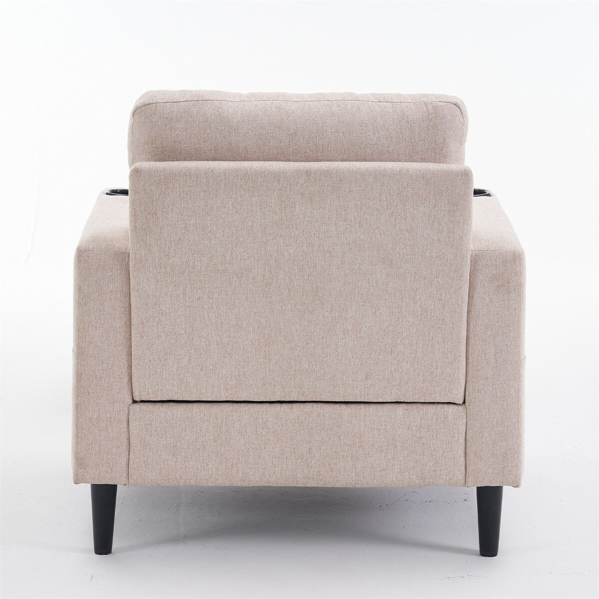 Armchair and Storage Ottoman Set with Cup Holders and Tufted Detailing