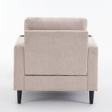 Armchair and Storage Ottoman Set with Cup Holders and Tufted Detailing