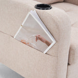 Armchair and Storage Ottoman Set with Cup Holders and Tufted Detailing
