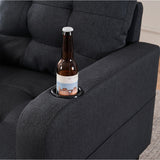Armchair and Storage Ottoman Set with Cup Holders and Tufted Detailing