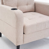 Armchair and Storage Ottoman Set with Cup Holders and Tufted Detailing