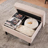 Armchair and Storage Ottoman Set with Cup Holders and Tufted Detailing