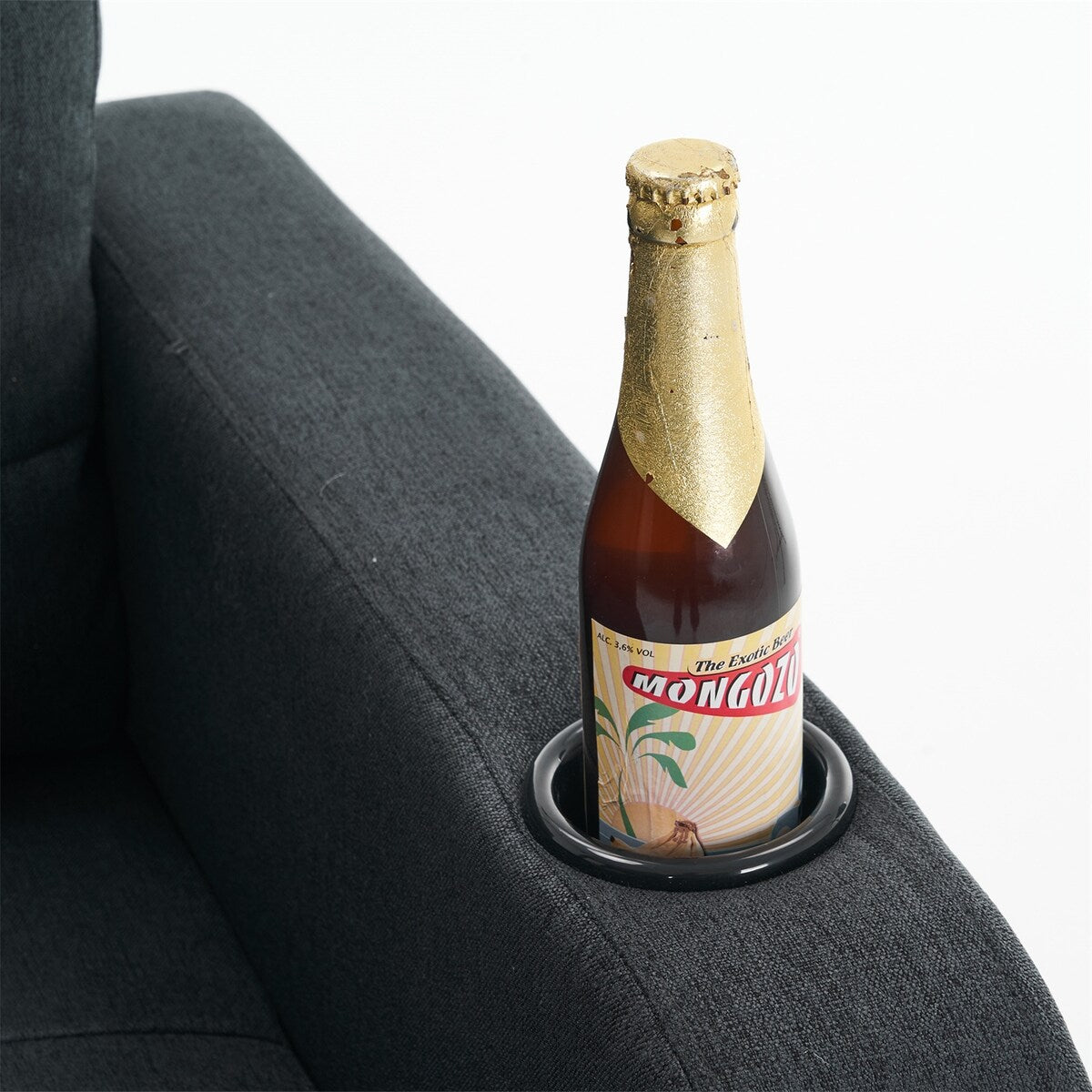 Armchair and Storage Ottoman Set with Cup Holders and Tufted Detailing