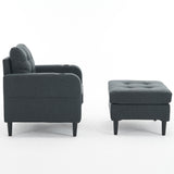 Armchair and Storage Ottoman Set with Cup Holders and Tufted Detailing