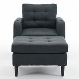 Armchair and Storage Ottoman Set with Cup Holders and Tufted Detailing