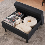 Armchair and Storage Ottoman Set with Cup Holders and Tufted Detailing
