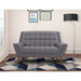Armen Living Cobra Mid-Century Modern Loveseat in Dark Gray or Blue Linen and Walnut Legs