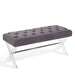Armen Living Joanna Ottoman Bench with Tufted Velvet, Crystal Buttons and Acrylic Legs