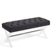 Armen Living Joanna Ottoman Bench with Tufted Velvet, Crystal Buttons and Acrylic Legs