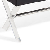 Armen Living Joanna Ottoman Bench with Tufted Velvet, Crystal Buttons and Acrylic Legs