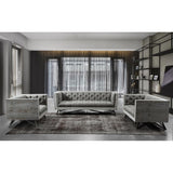 Armen Living Regis Tufted Wood and Metal Sofa
