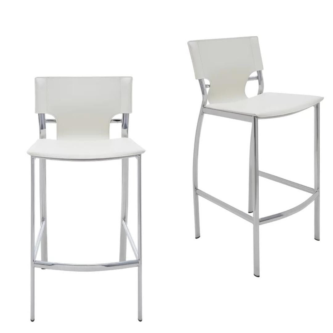 Armless Bar Stools with Chrome Legs (Set of 2)