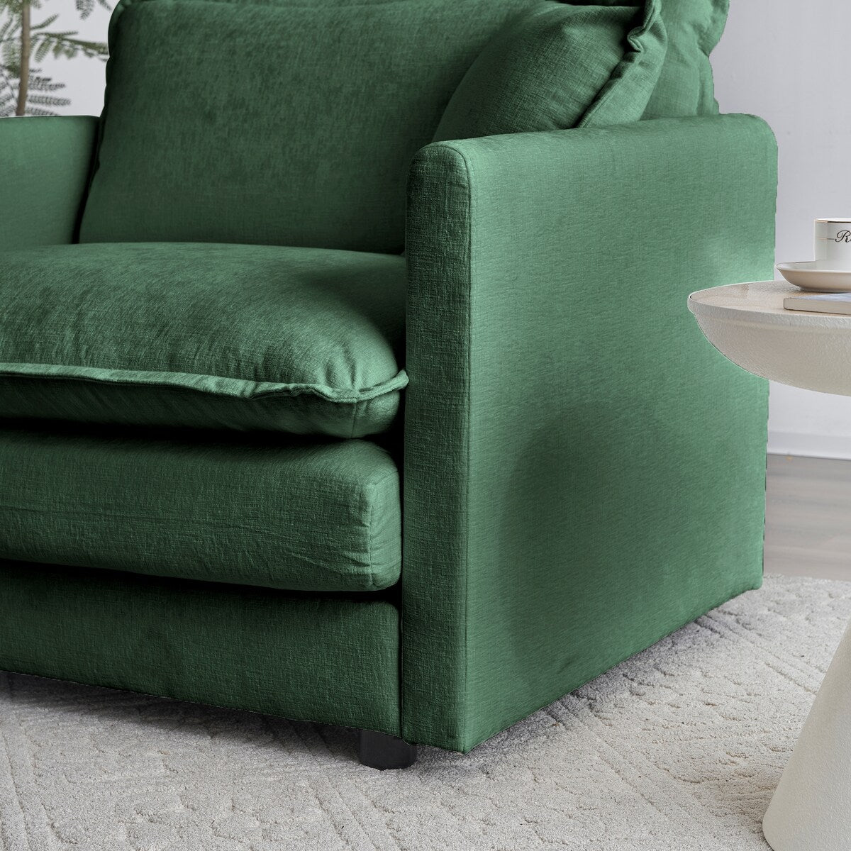 Armless Deep Seat 2 Seater Chenille Fabric Sofa