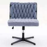 Armless Office Desk Chair No Wheels, Blue