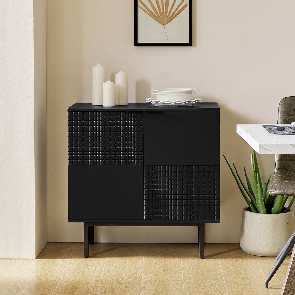 Arnold Modern 30"Tall 2 Door Accent Cabinet with Metal Leg by HULALA HOME
