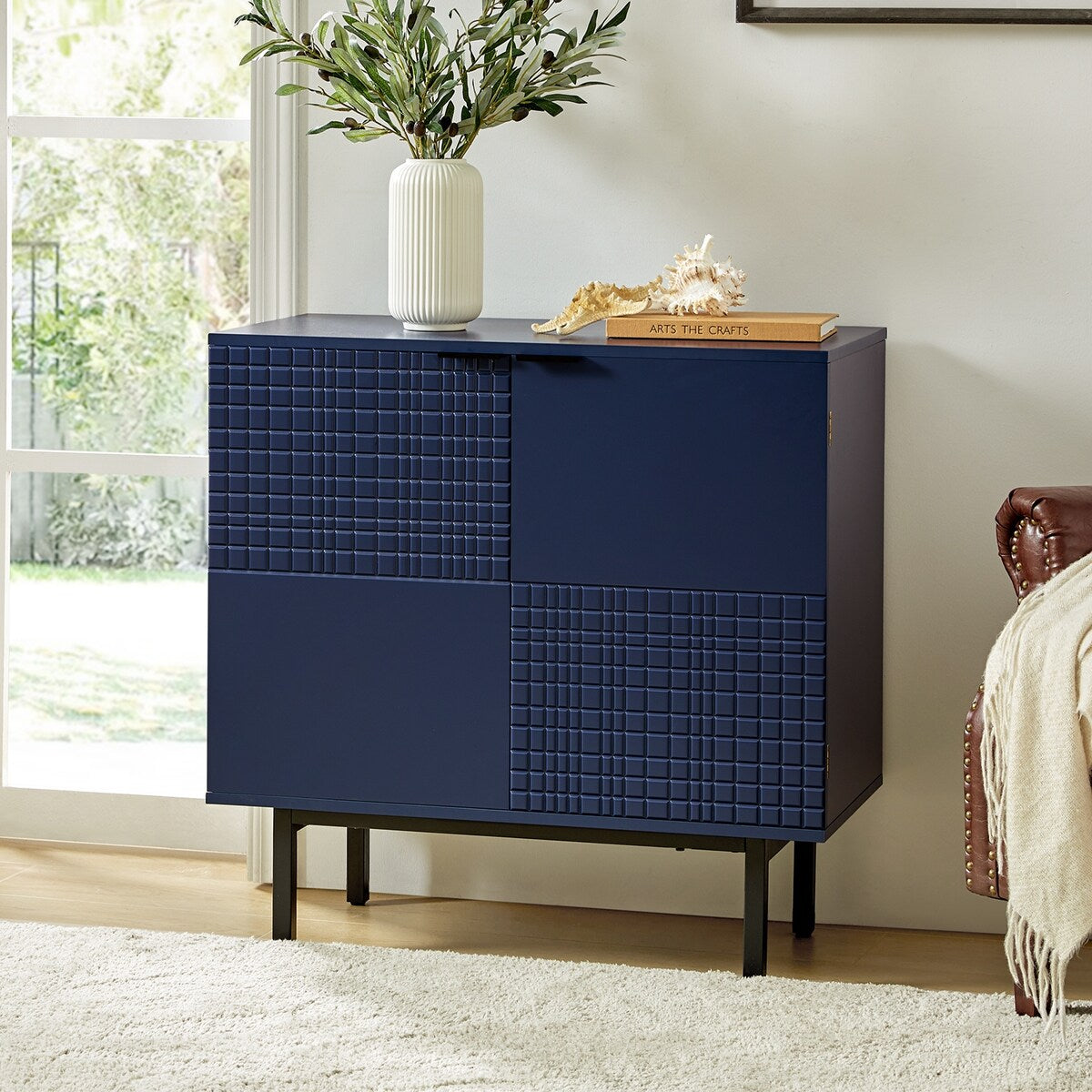 Arnold Modern 30"Tall 2 Door Accent Cabinet with Metal Leg by HULALA HOME