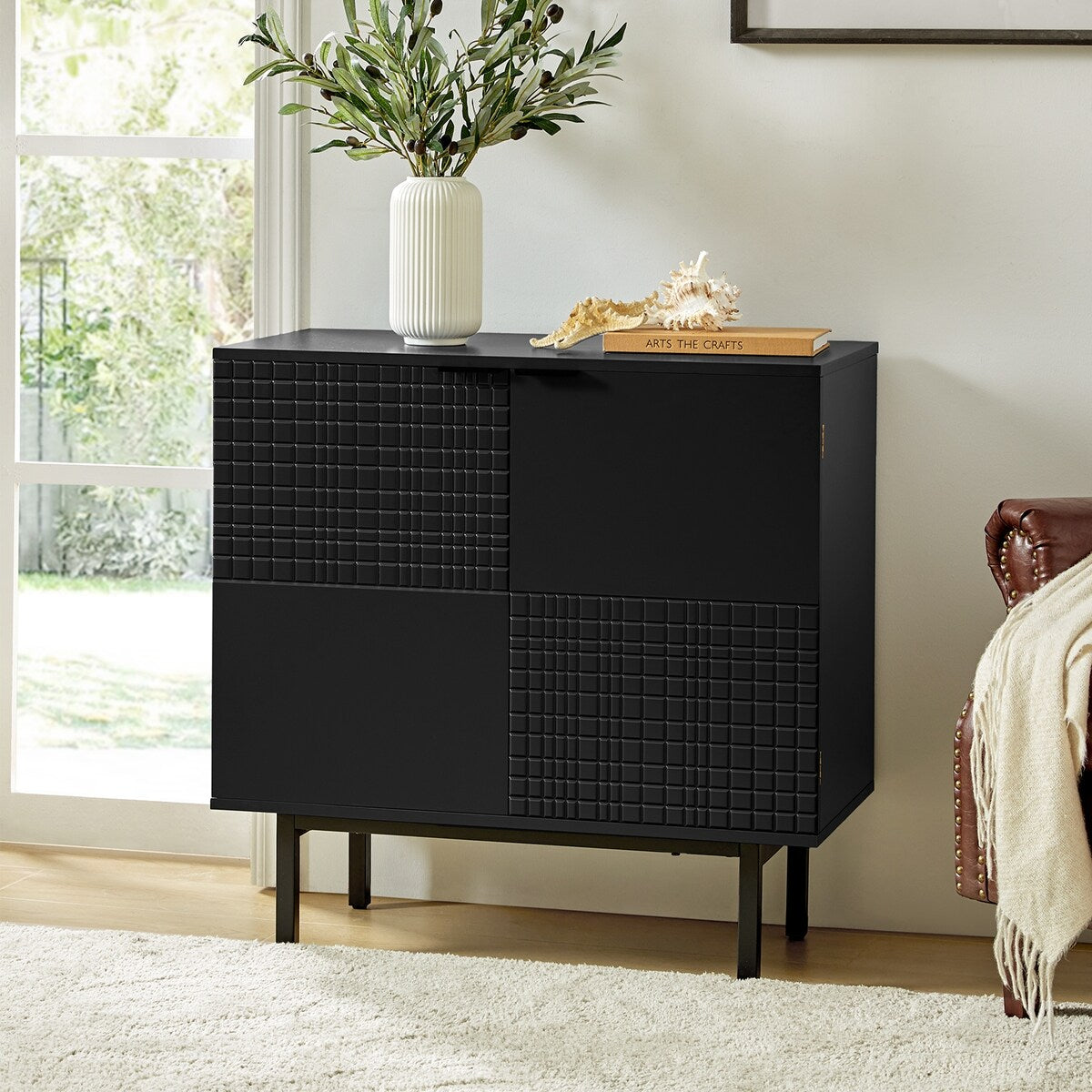 Arnold Modern 30"Tall 2 Door Accent Cabinet with Metal Leg by HULALA HOME