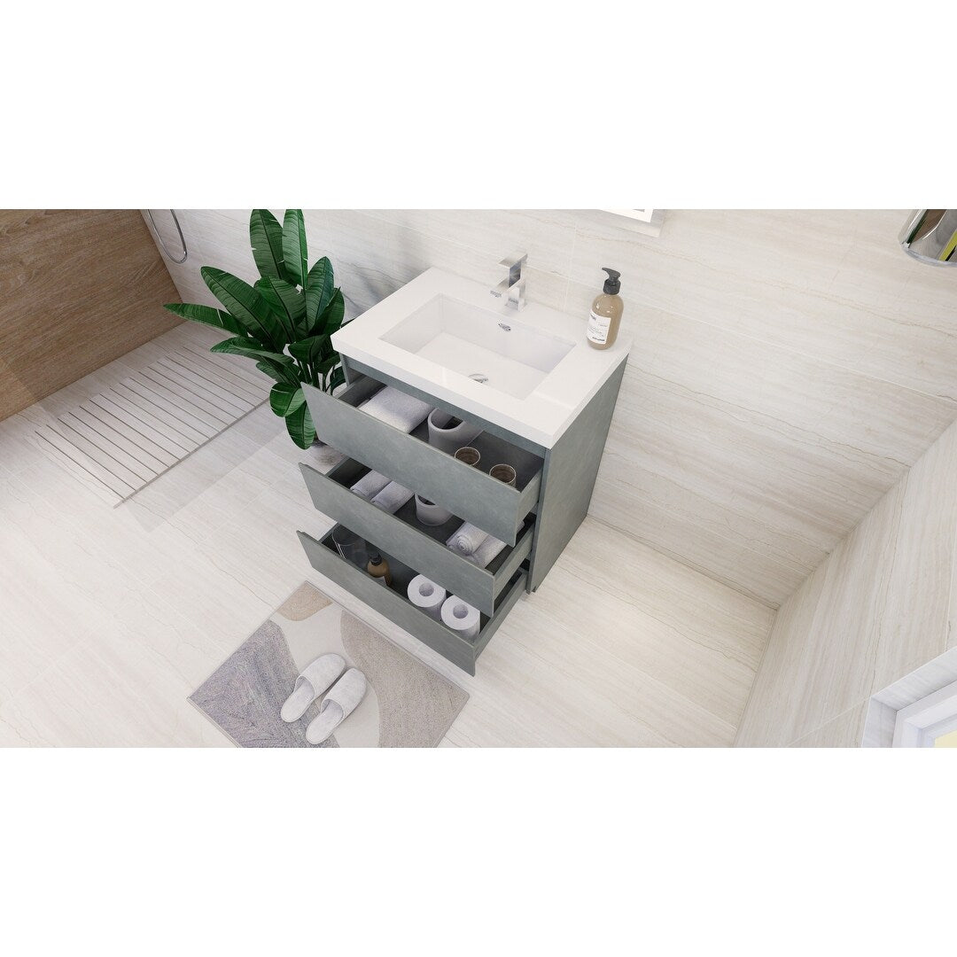 Aron 30'' Freestanding Vanity with Reinforced Acrylic Sink