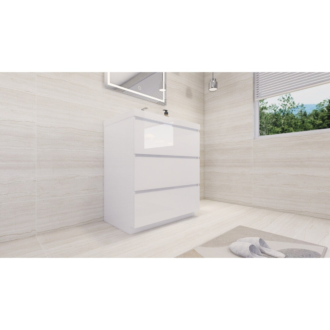 Aron 30'' Freestanding Vanity with Reinforced Acrylic Sink