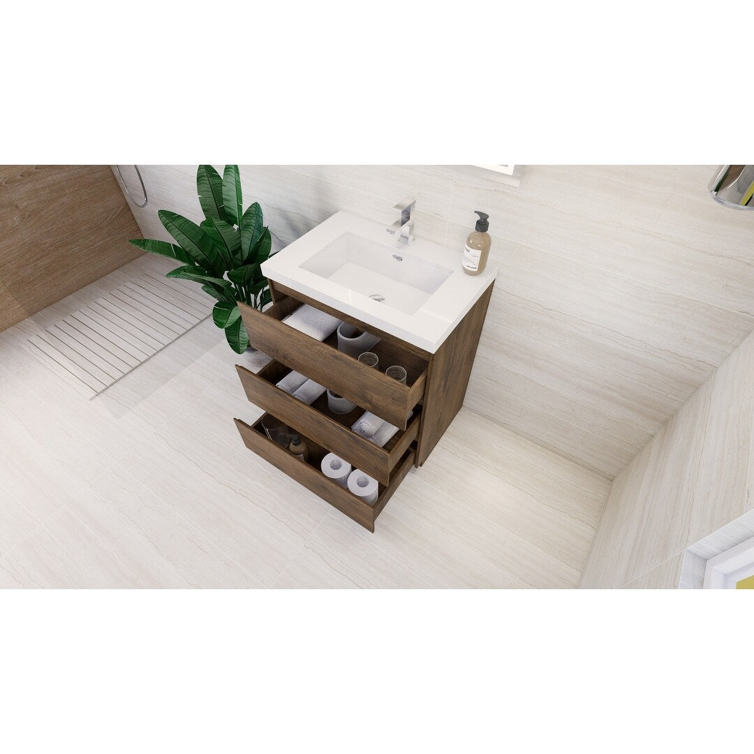 Aron 30'' Freestanding Vanity with Reinforced Acrylic Sink
