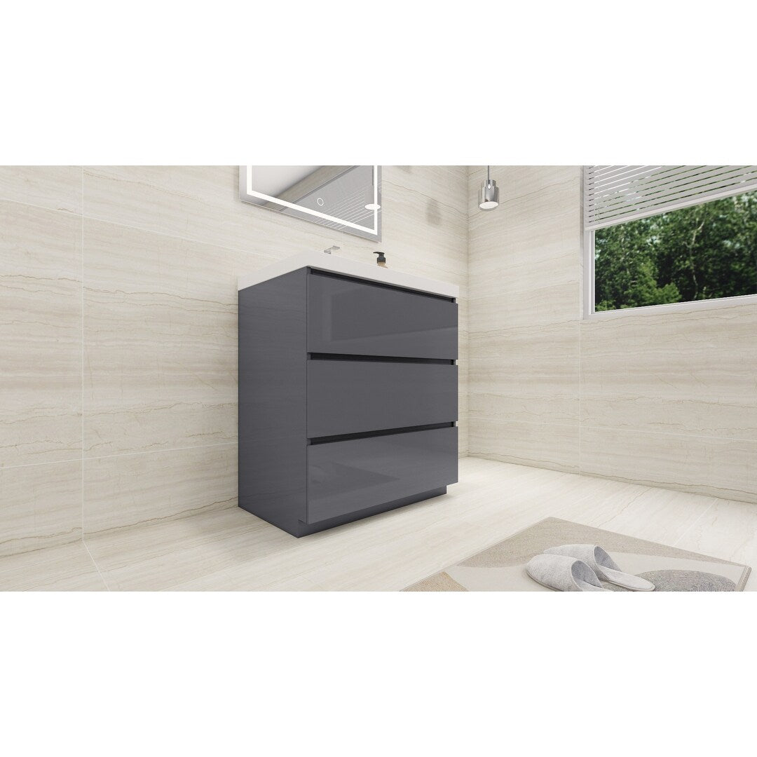 Aron 30'' Freestanding Vanity with Reinforced Acrylic Sink