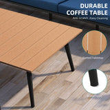 Arpil Wicker Loveseat Set with Plastic Wood Table Dining Set Navy Cushion