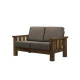 Jimo Rustic Oak and Linen Fabric 3-Piece Sofa Set by Furniture of America