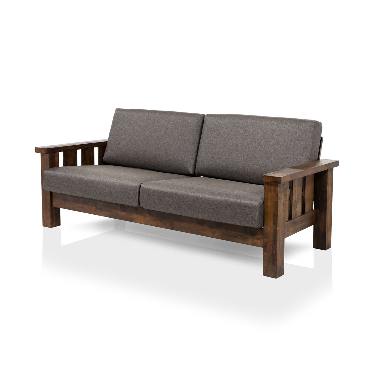 Jimo Rustic Oak and Linen Fabric 3-Piece Sofa Set by Furniture of America
