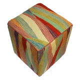 Arshs Cortney Ivory/Rust Kilim Upholstered Handmade Ottoman(16"x16"x18")