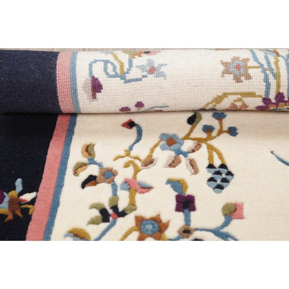 Art Deco China Transitional Floral Hand Made Wool Small Area Rug - 3'11" x 2'1"