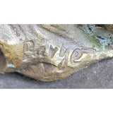 Art Deco Marble Bronze Sculpture Statue Wolf Head Bust Wild Life Garden Figurine