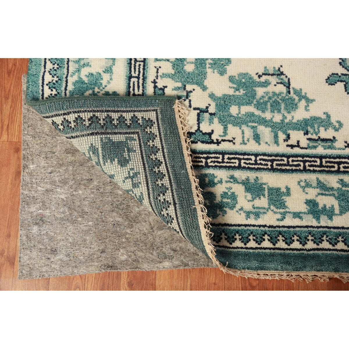Art Deco Oriental Square Rug Handmade Wool Carpet - 8'1" x 7'11"