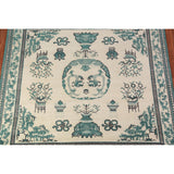 Art Deco Oriental Square Rug Handmade Wool Carpet - 8'1" x 7'11"
