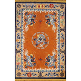 Art Deco Vegetable Dye Chinese Vintage Area Rug Handmade Silk Carpet - 4'0"x 6'2"