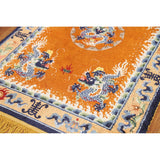 Art Deco Vegetable Dye Chinese Vintage Area Rug Handmade Silk Carpet - 4'0"x 6'2"