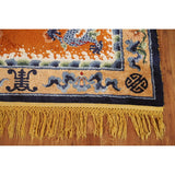 Art Deco Vegetable Dye Chinese Vintage Area Rug Handmade Silk Carpet - 4'0"x 6'2"