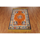 Art Deco Vegetable Dye Chinese Vintage Area Rug Handmade Silk Carpet - 4'0"x 6'2"